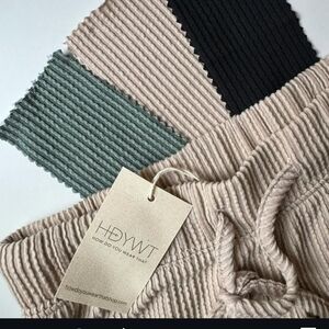 Beige Women's Ribbed Flare Pants